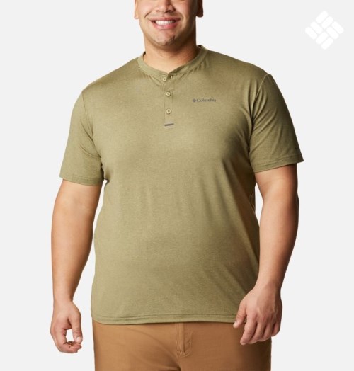 Tricouri Columbia Tech Trail Scurte Sleeve Henley Barbati Masline Verzi | Plus Size FEQA8S07M